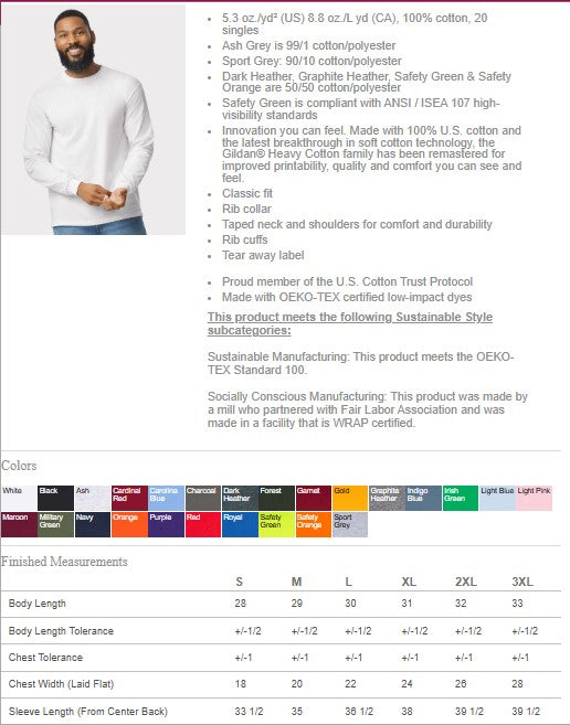 Gildan Men's Long Sleeve Cotton T-Shirt G5400