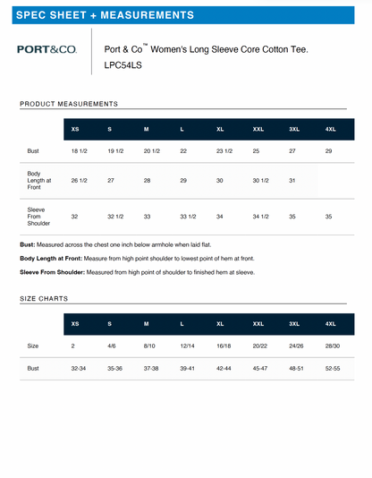 Port & Co™ Women's Long Sleeve Core Cotton Tee. LPC54LS