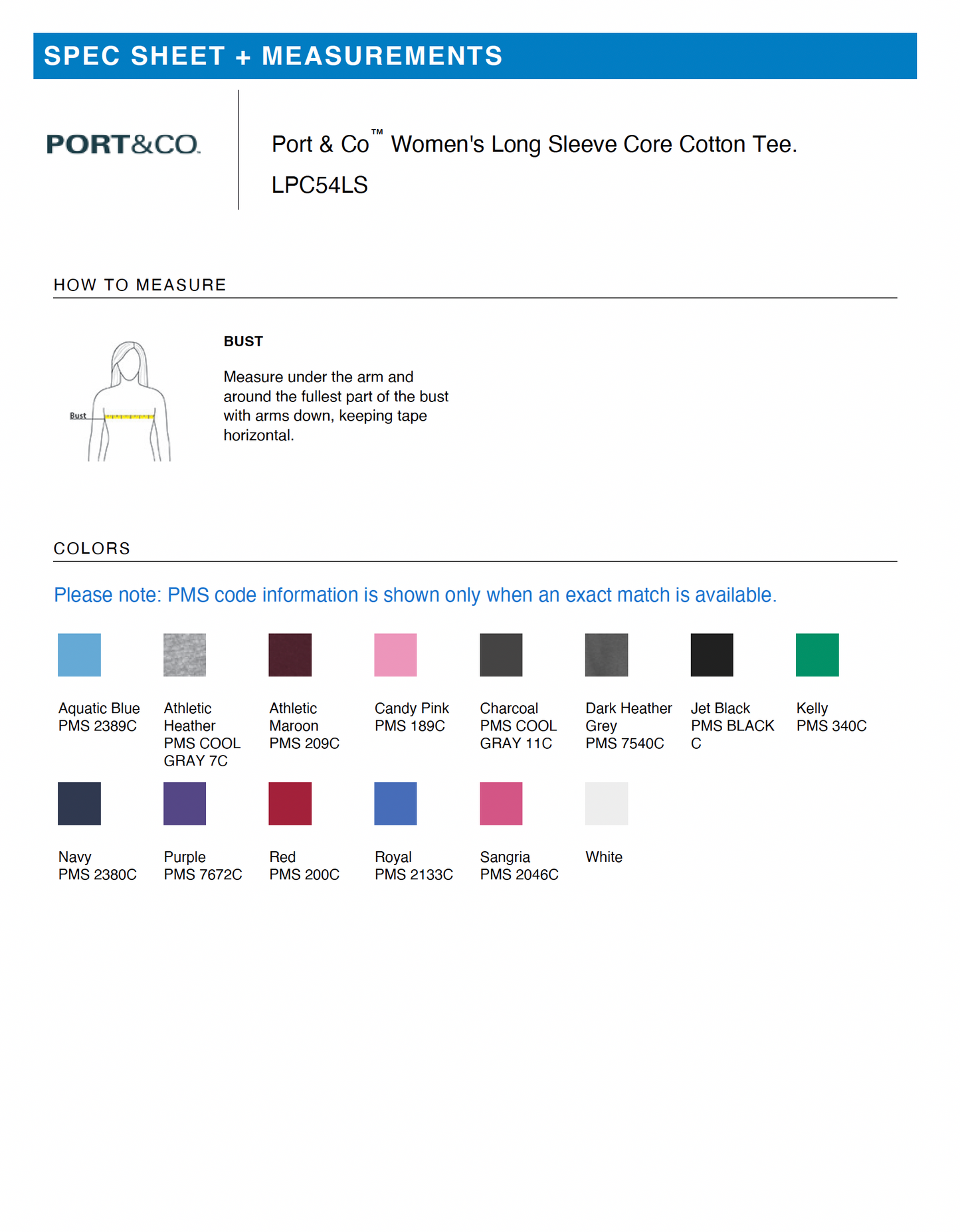 Port & Co™ Women's Long Sleeve Core Cotton Tee. LPC54LS