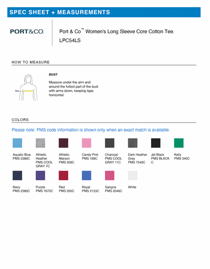 Port & Co™ Women's Long Sleeve Core Cotton Tee. LPC54LS