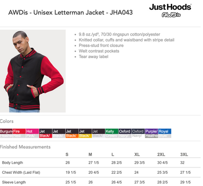 Unisex Letterman Jacket - JHA043